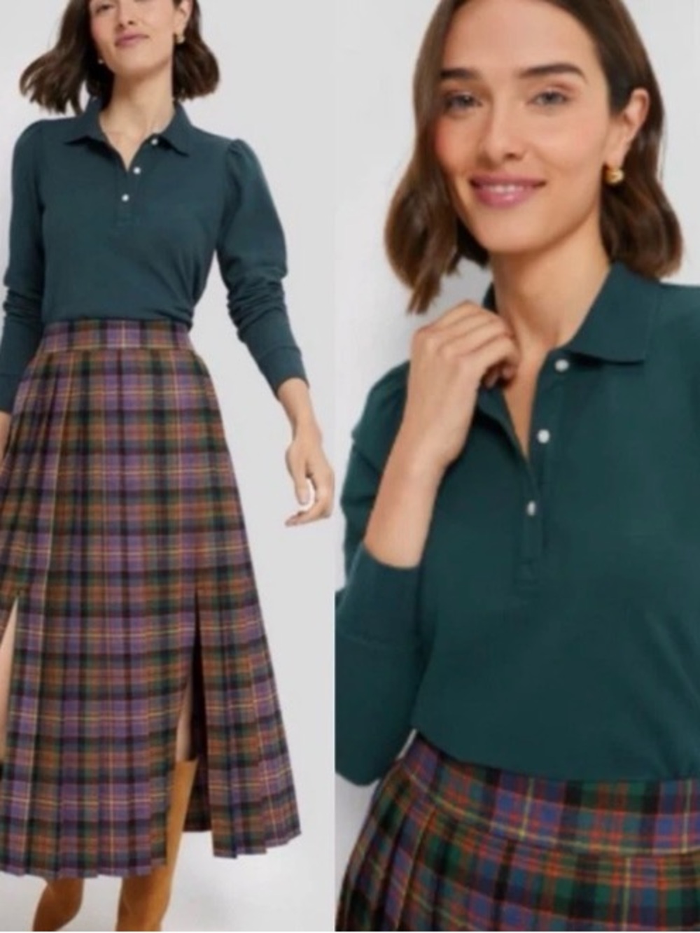 Tuckernuck Long Sleeve June Bug Green Pique Puff Sleeve Peggy Polo XL Preppy